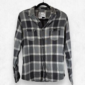 Ezekiel Long-Sleeve 100% Cotton Shirt Men's Size S Black & Grey Plaid Button Up